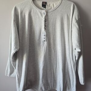 women's Light Gray Long Sleeve Henley